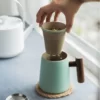 Japandi Mug – Mint Blue Ceramic Tea Fliter