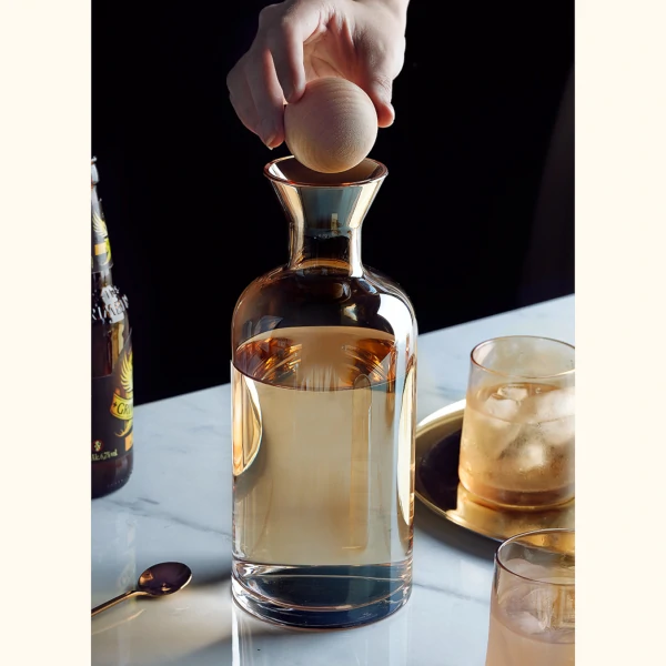Modern Bottle & Glass Set - Amber