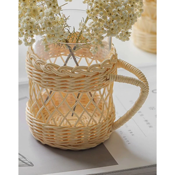 Handwoven Rattan Glass Cozy