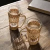 Handwoven Rattan Wrapped Glass Mug