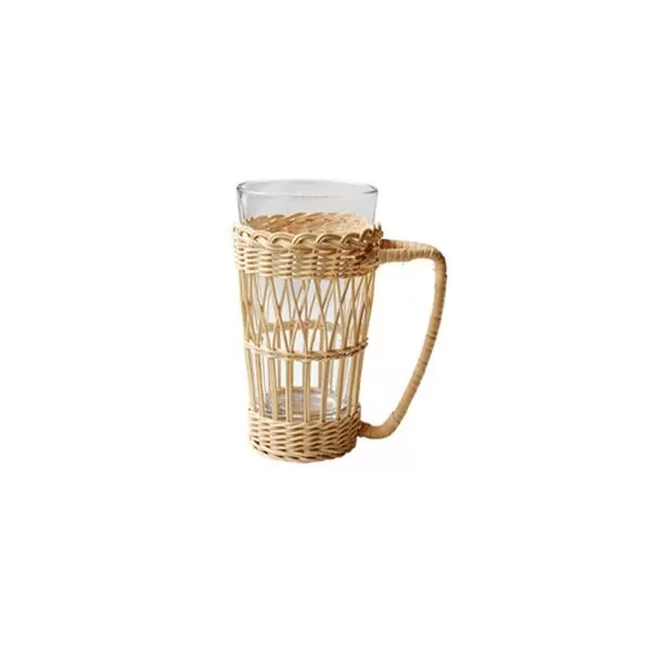 Handwoven Rattan Wrapped Glass Mug