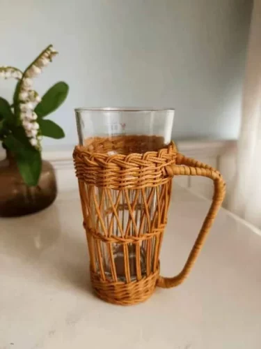 Handwoven Rattan Wrapped Glass Mug photo review