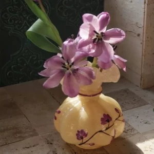 Vintage Handmade Fenton Melon Vase