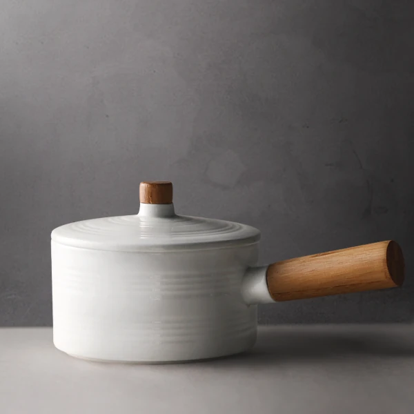 Ceramic Saucepan With Bamboo Handle