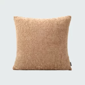 Caramel Faux Fur Flannel Throw Pillow With Feather Insert 14