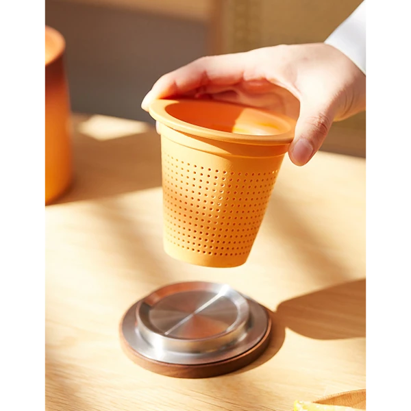 Orange Gradient Ceramic Tea Mug With Tea Filter8